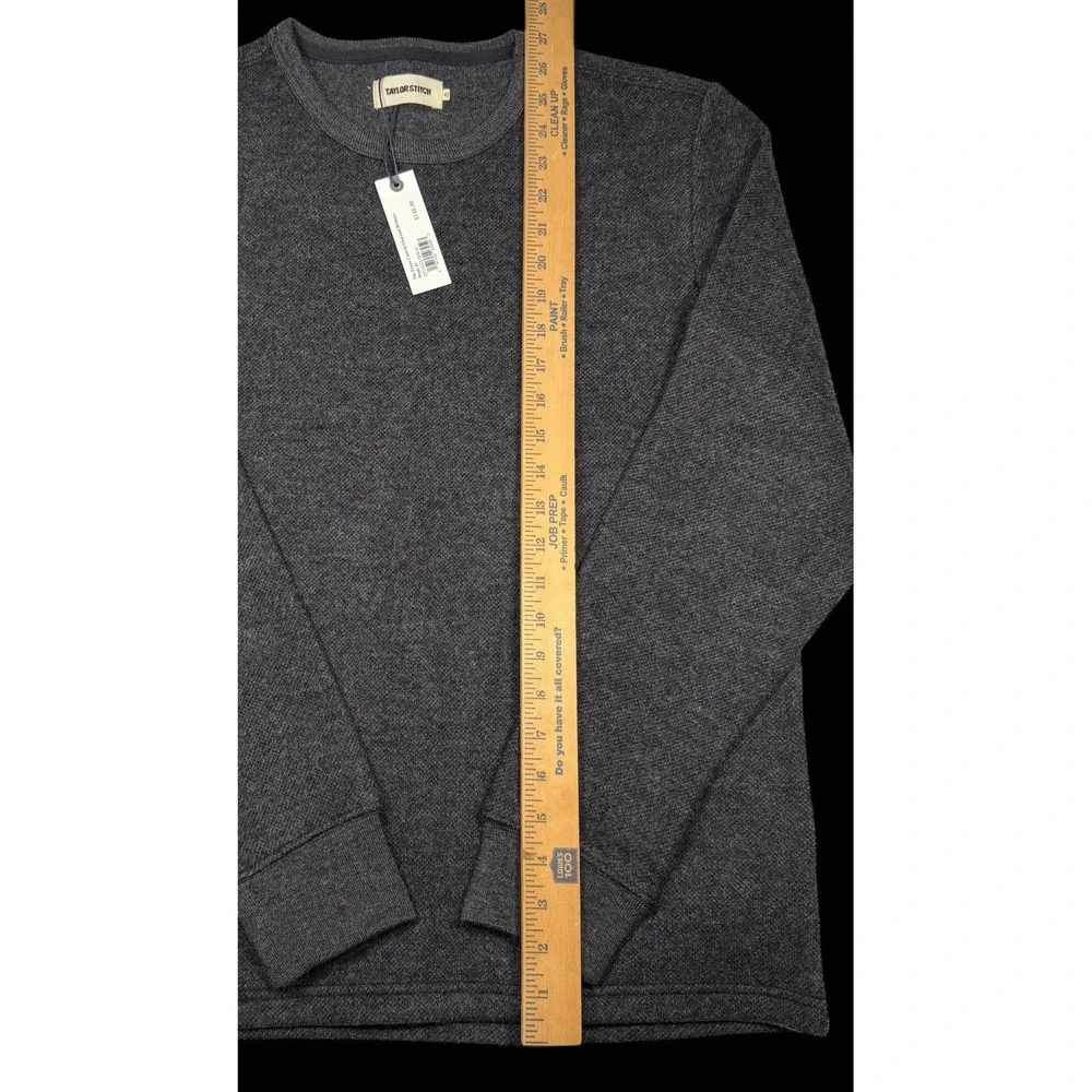 Taylor Stitch The Evans Crew in Charcoal Birdseye Wool 42 Large Preppy